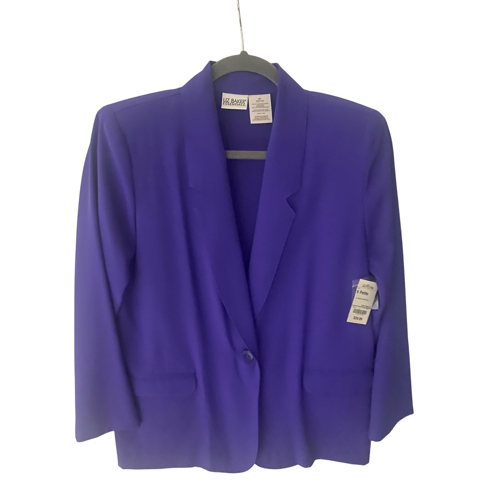 Liz Baker Essentials Shantung Blazer Jacket Size 8 Bright Purple Women  NWT